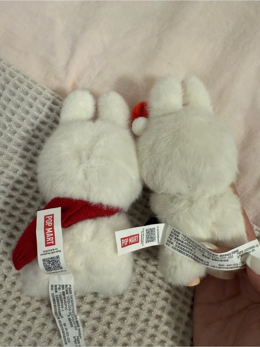 Labubu Coca-Cola White Bunny Plush Keychain with Bottle or Can - Set of 2 - Picture 2 of 2